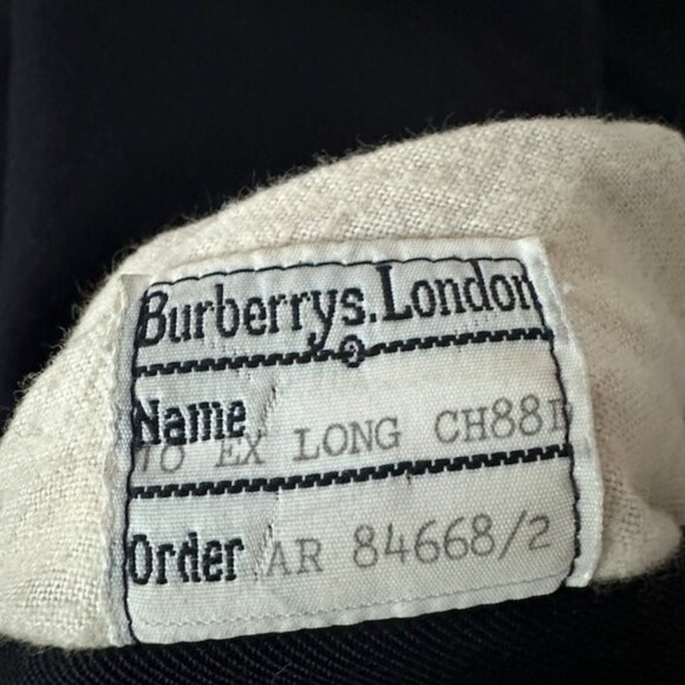 Authentic Burberry 100% Wool Navy Blue Midi Trench Coat Women's 10 Waterproof - Picture 13 of 13